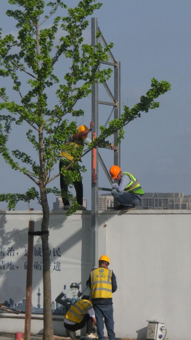 Construction workers working